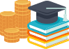 Icon of a graduate cap and books